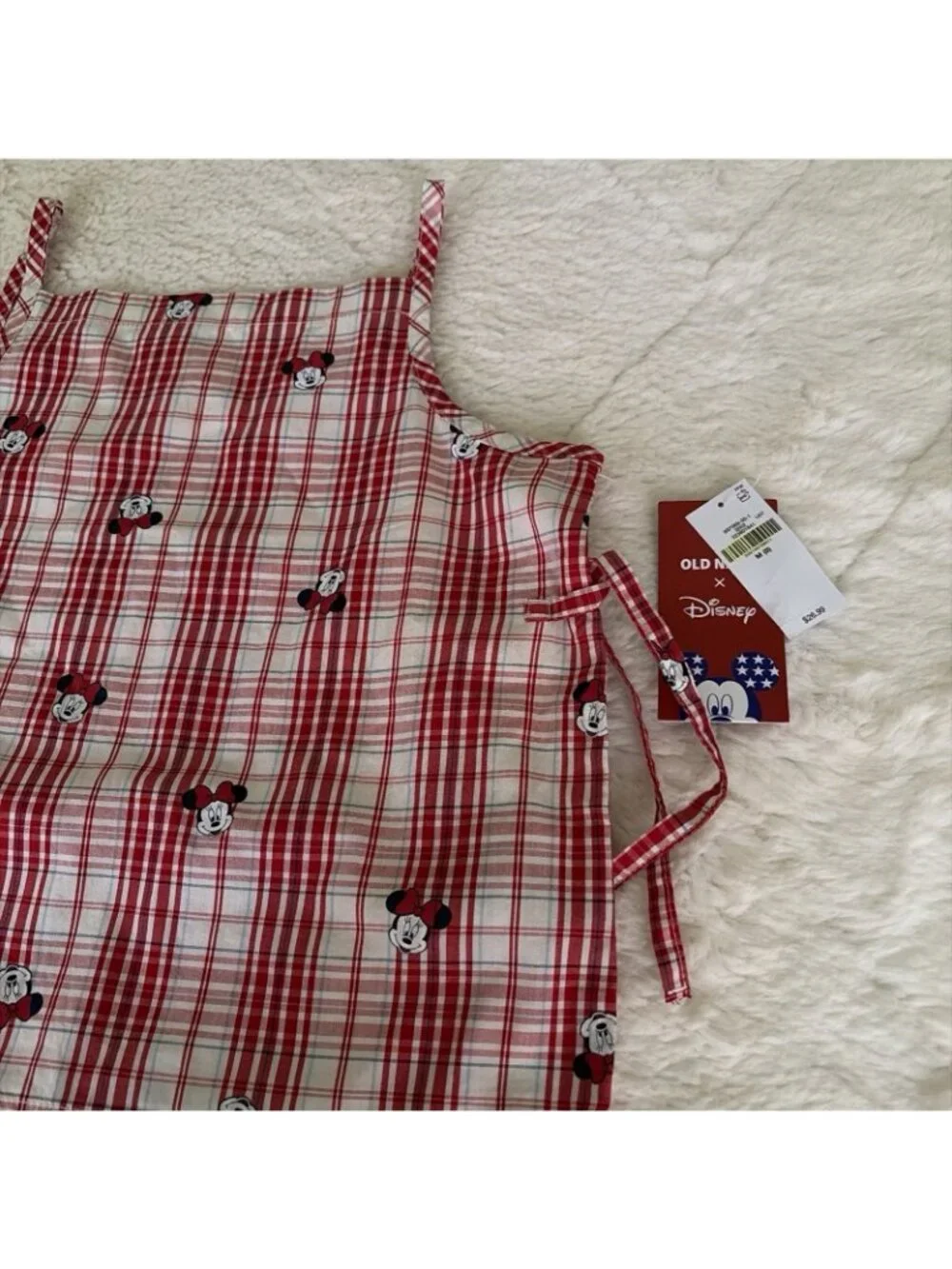 Disney Old Navy Collabs NWT 8 Medium Minnie Mouse Red Plaid Top